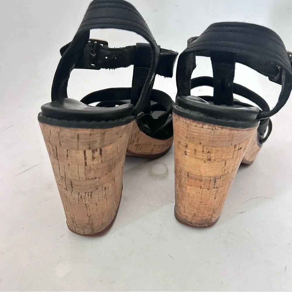 Timberland Roslyn Black Leather Chunky Plataform Strappy Sandals Sz 7.5 Y2k